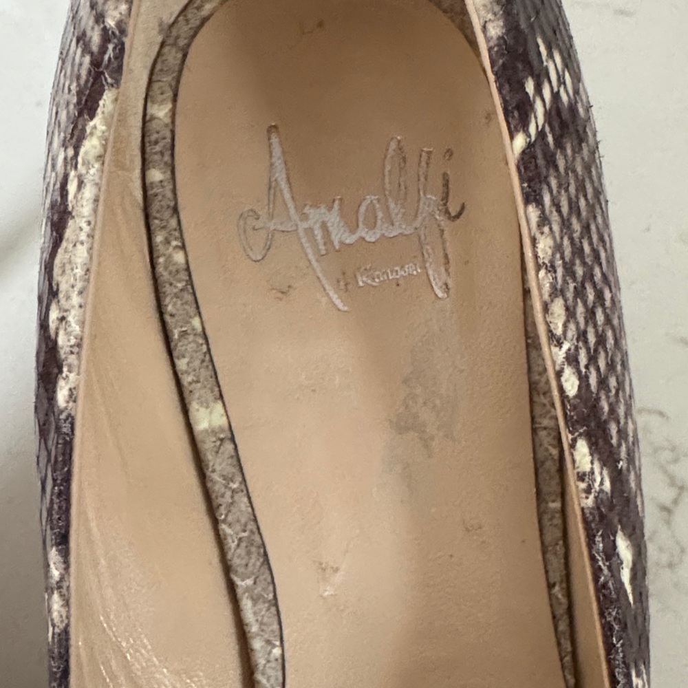 Amalfi Cream and Brown Snake Print Heels - Picture 2 of 6
